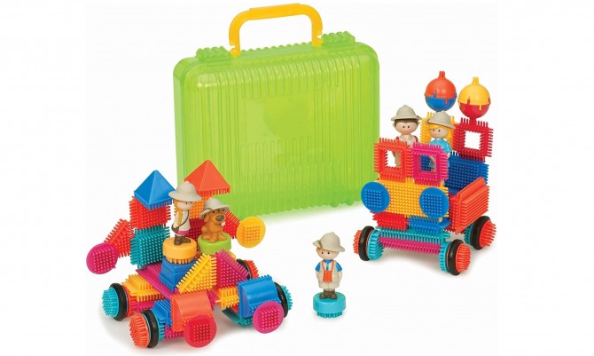 Pierwsze klocki jeżyki dla dzieci w walizce Bristle Blocks Battat Safari